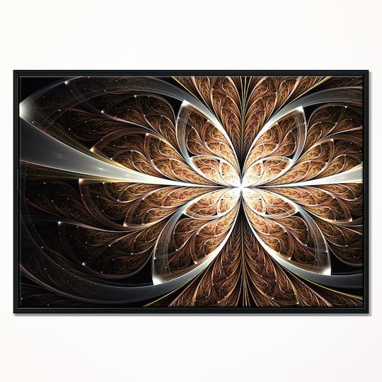 Designart - Fractal Flower Brown Black Digital Art